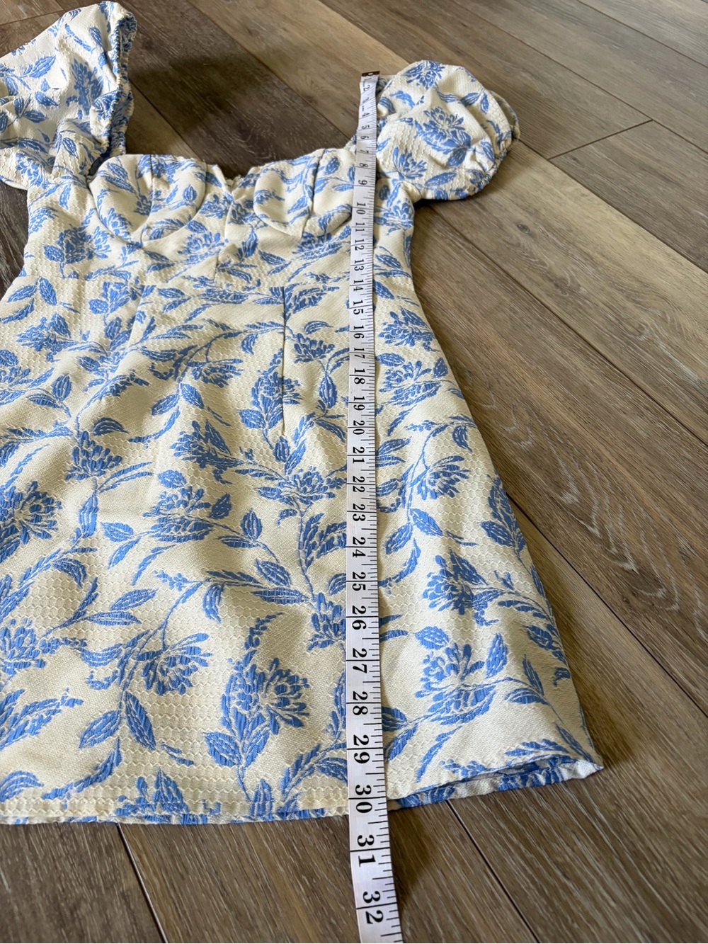 SHEIN Mod Blue Floral Puff-Sleeve Mini Dress - Picture 9 of 10